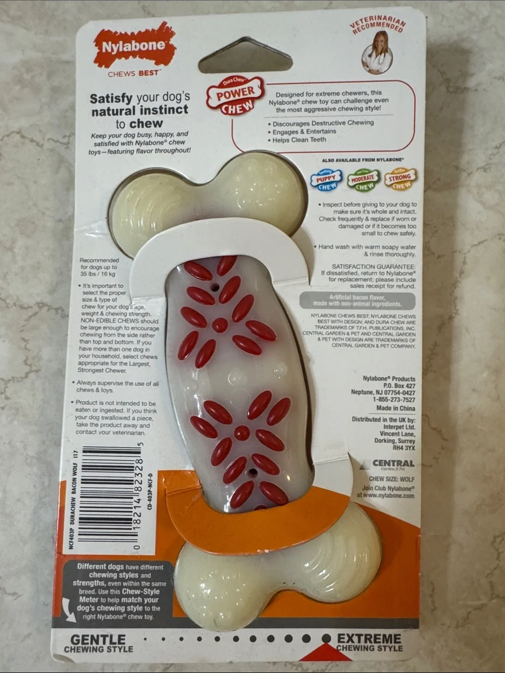 Nylabone Power Chew Action Ridges Chew Toy Bacon Wolf
